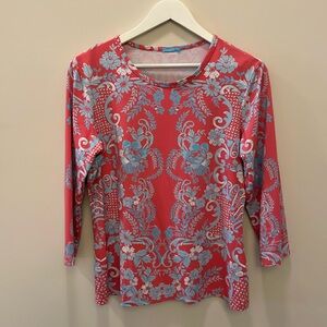 J.McLaughlin 3/4 sleeve signature print shirt